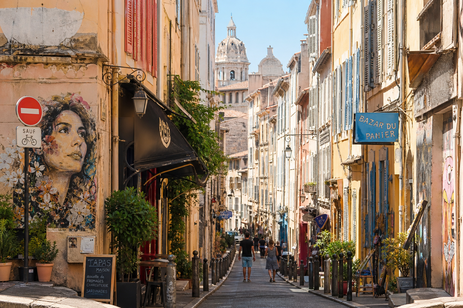 Vicoli colorati del quartiere Le Panier a Marsiglia