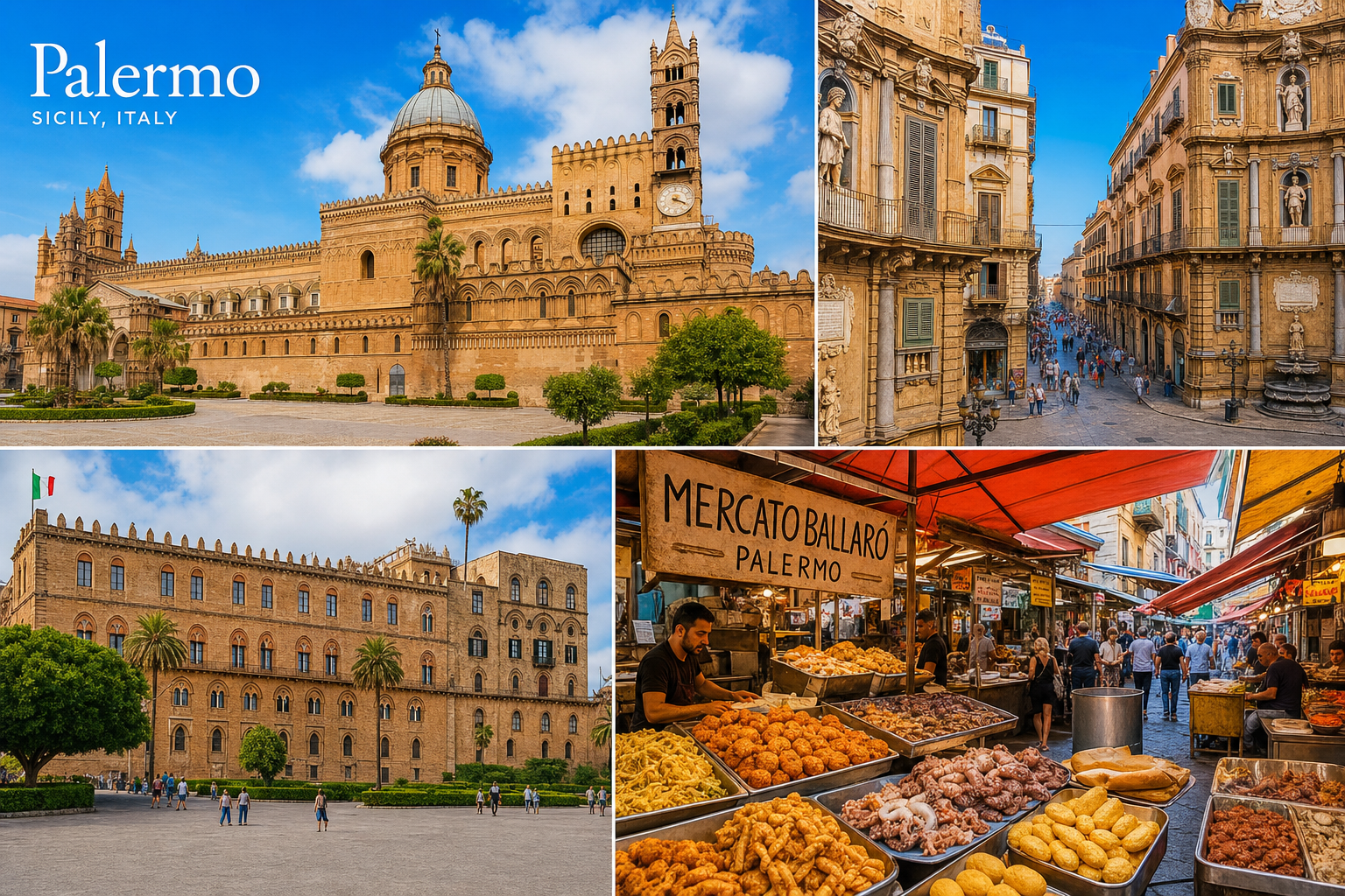 Palermo Cattedrale, Quattro Canti e street food al Mercato Ballarò