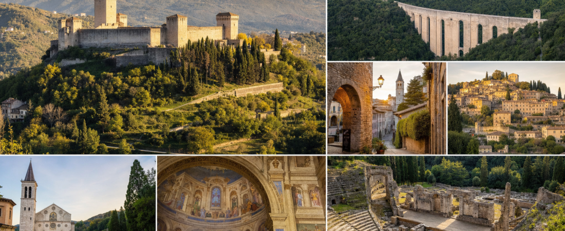 Spoleto in solitaria: arrivo in treno, Duomo, Rocca e Ponte delle Torri — guida senza auto nella città del Festival