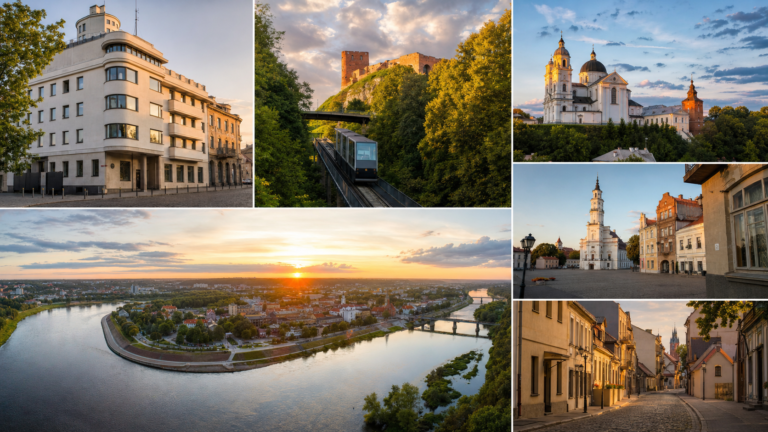 Kaunas in solitaria: arrivo in treno, funicolare, castello e modernismo — guida senza auto in Lituania