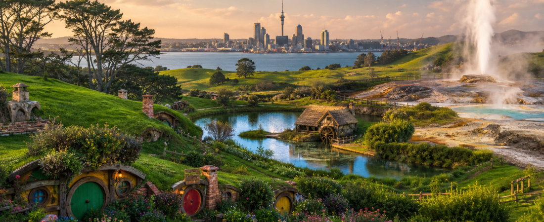 Itinerario in Nuova Zelanda — Isola del Nord: Auckland, Hobbiton e geyser