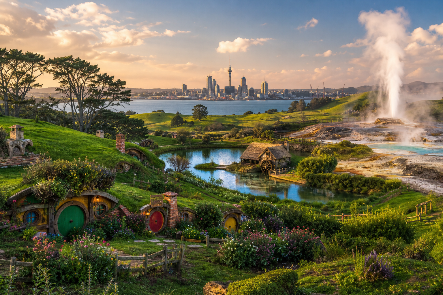 Itinerario in Nuova Zelanda — Isola del Nord: Auckland, Hobbiton e geyser