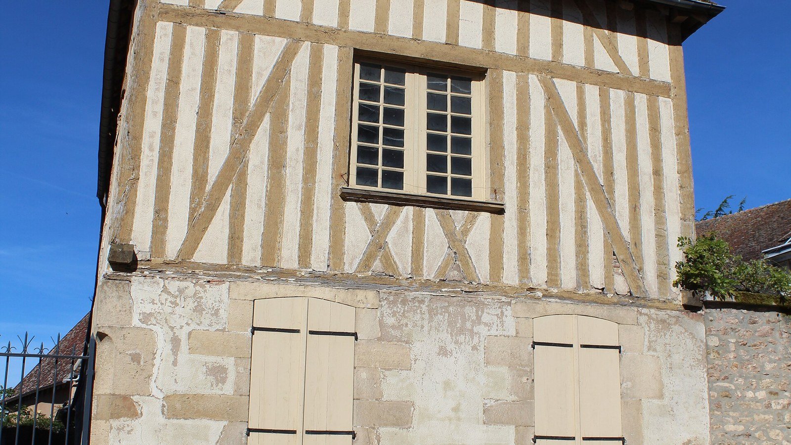 Half-timbered medieval houses along the Grande Rue in Avallon, Burgundy