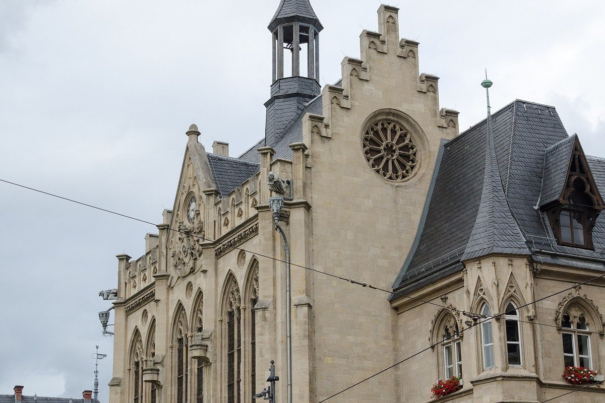 Il municipio di Erfurt sul Fischmarkt