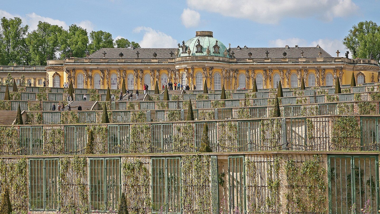 Il Palazzo di Sanssouci con i giardini terrazzati