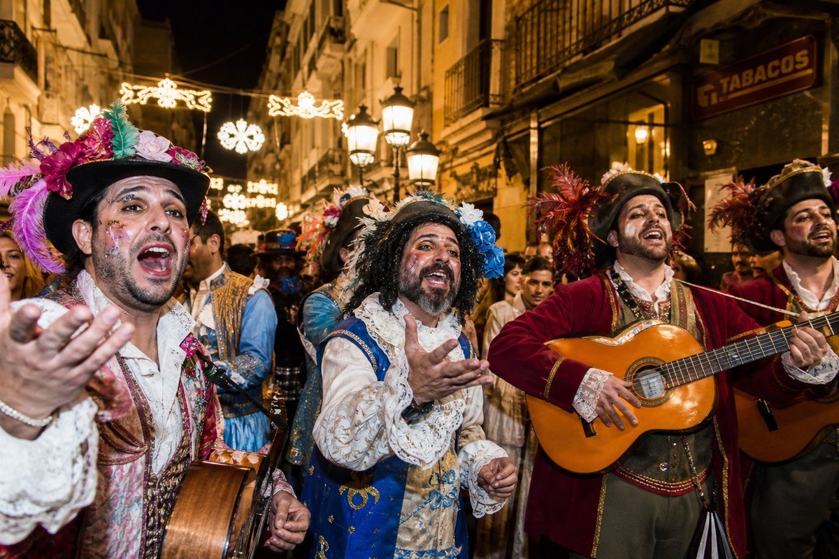 Il Carnevale di Cadice con le chirigotas in maschera