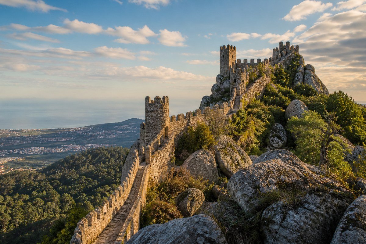 Il Castello dei Mori di Sintra con le mura medievali sulla cresta