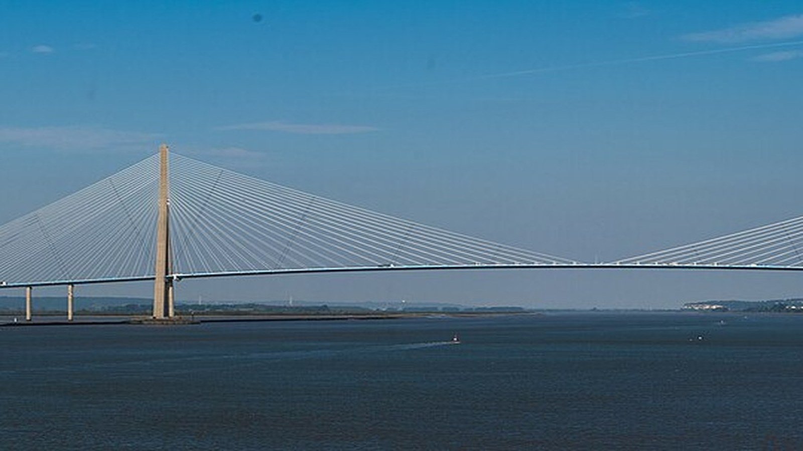 Pont de Normandie bridge over Seine estuary Le Havre sunset