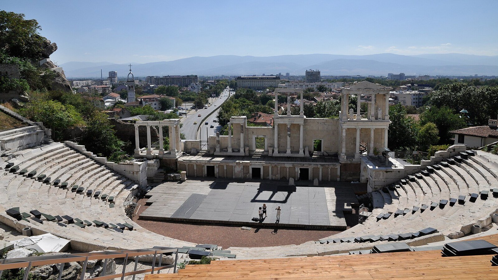 Ancient Roman theatre of Philippopolis in Plovdiv with marble seating rows