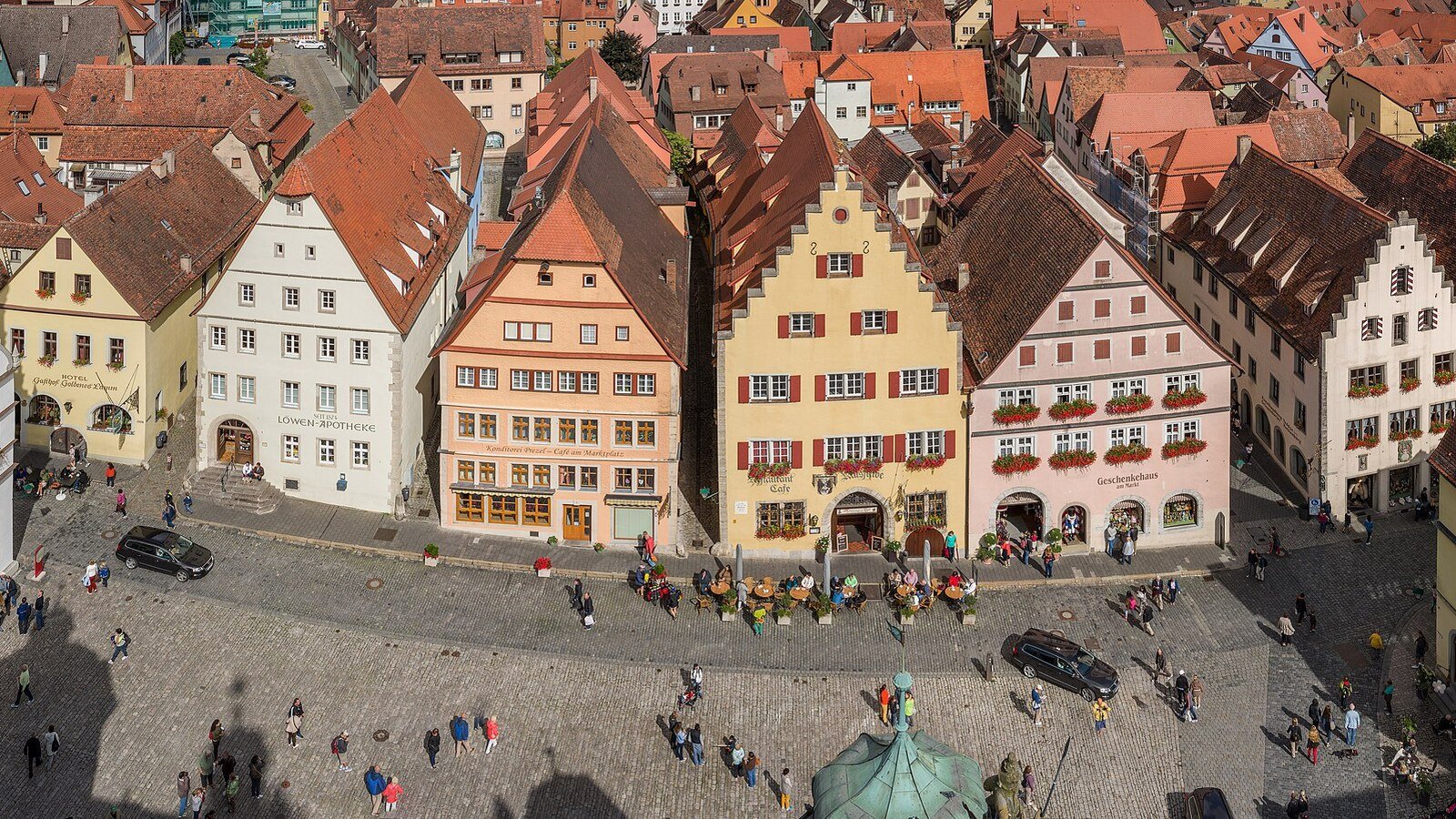 Market square and town hall of Rothenburg ob der Tauber at dusk