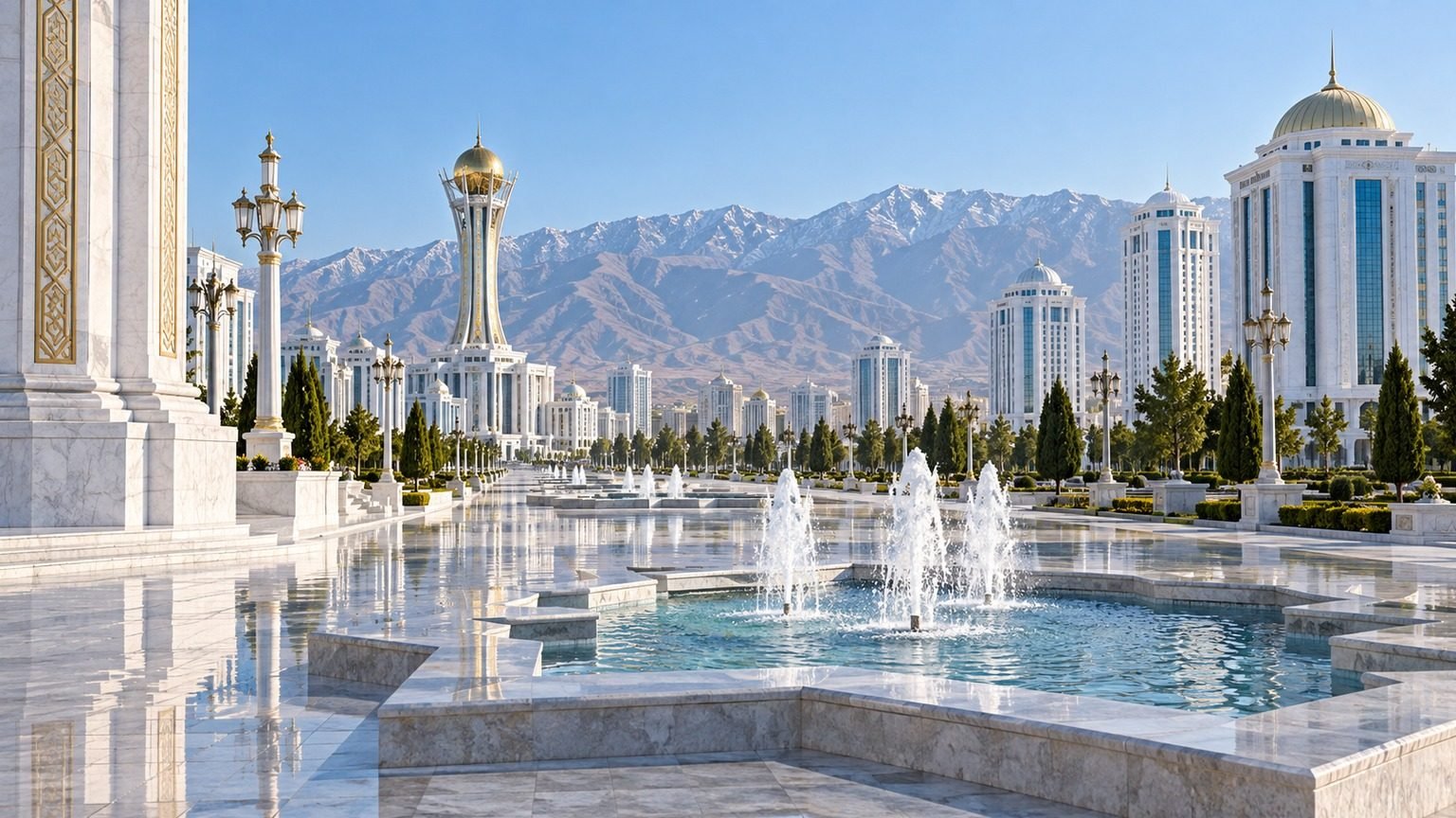 Ashgabat in solitaria: marmo bianco, storia e deserto del Turkmenistan