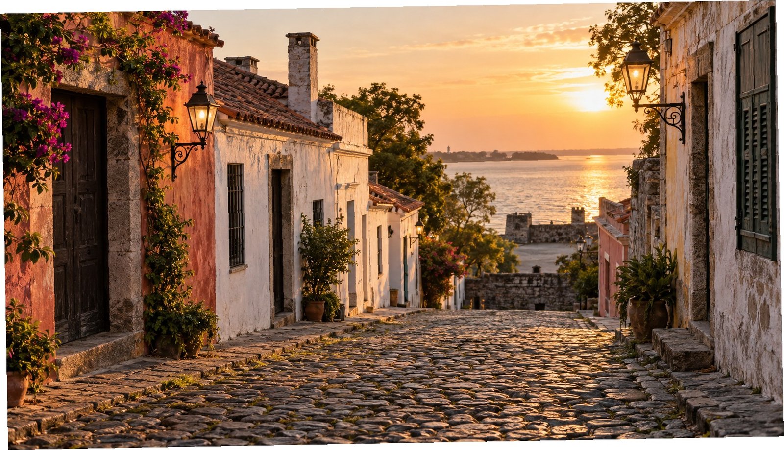 Strada acciottolata del Barrio Histórico di Colonia