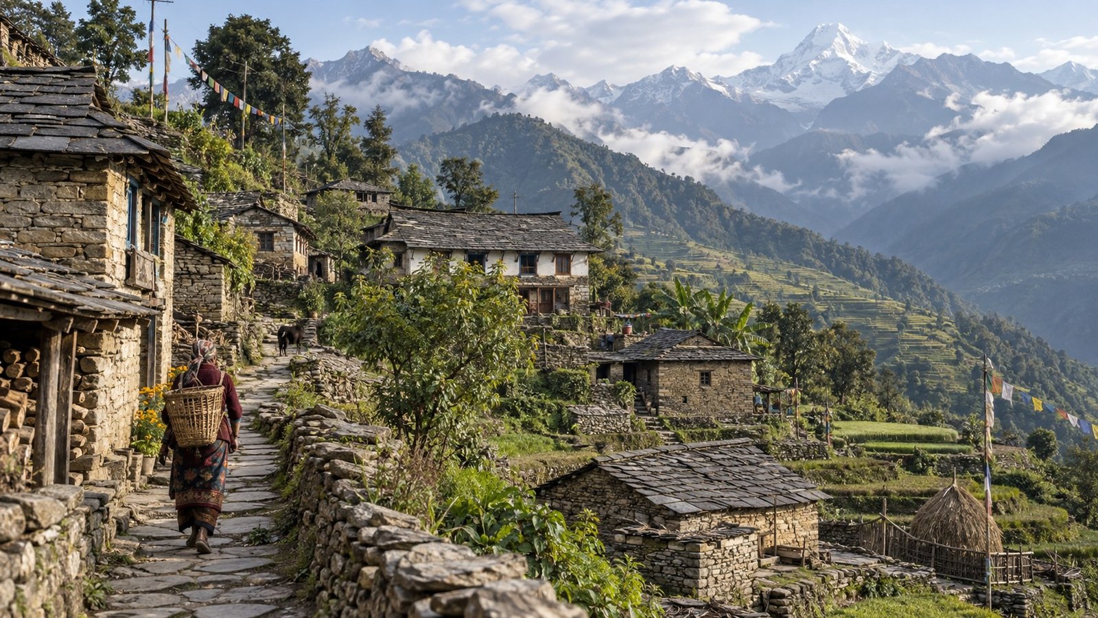 Gorkha: strada e paesaggio