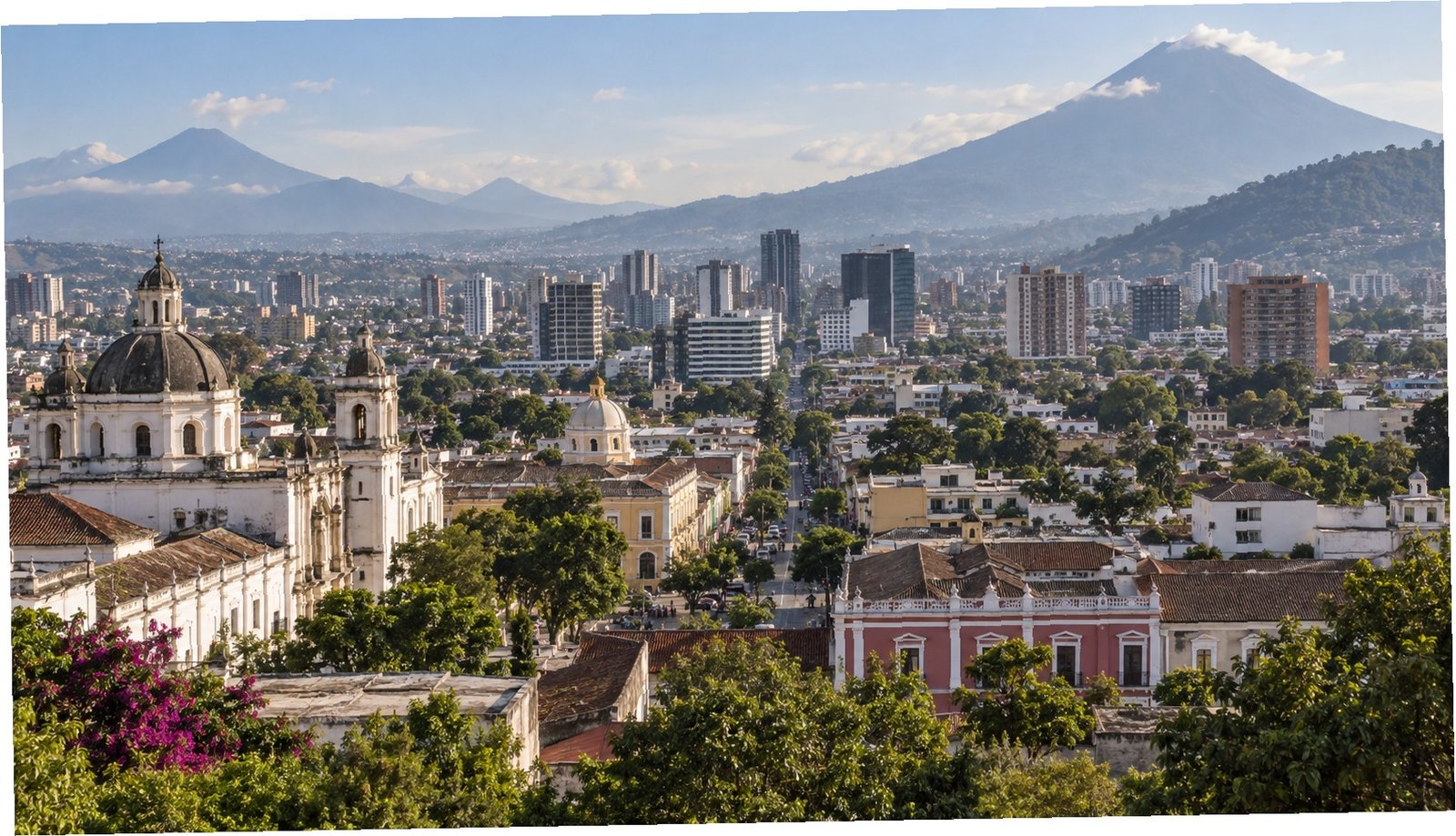Guatemala City con paesaggio vulcanico