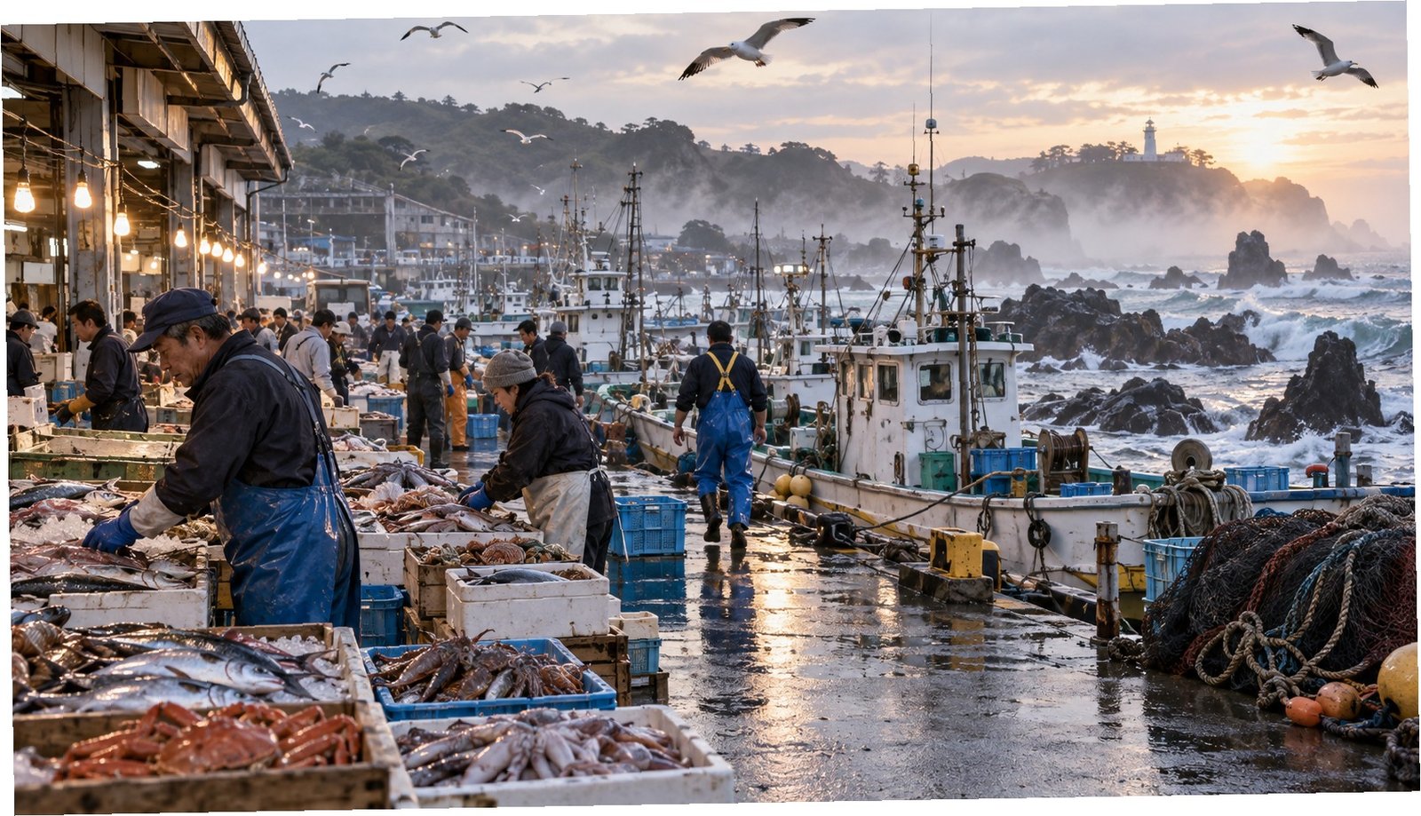 Porto di pesca di Hachinohe lungo la costa del Pacifico