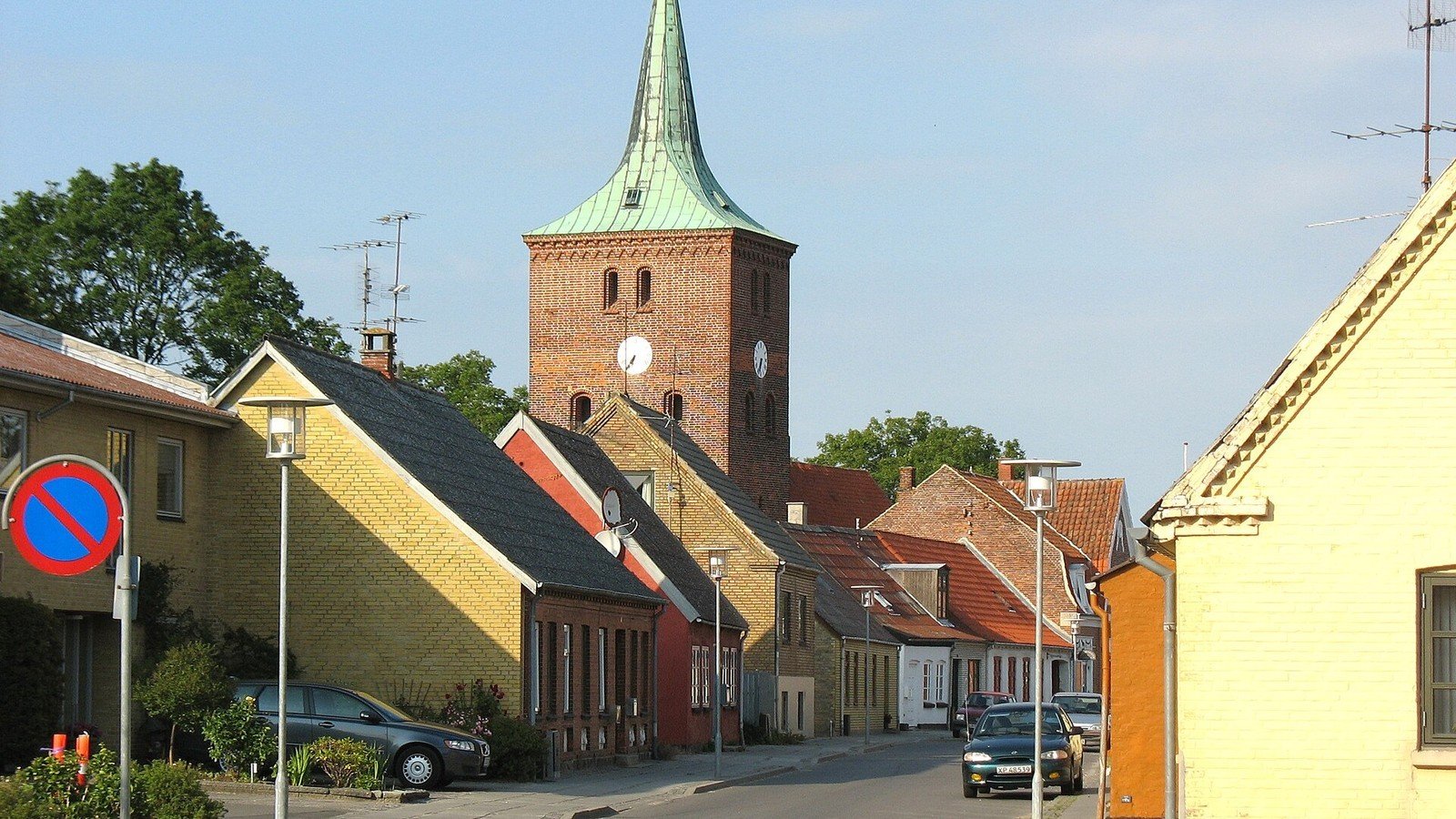 Rødby vista verso il centro storico con il profilo urbano di Lolland