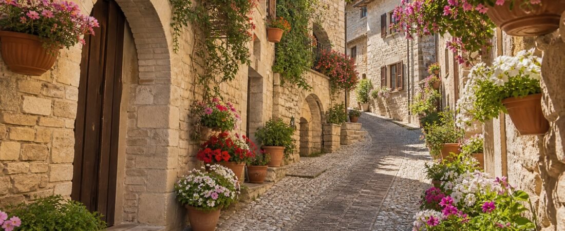 Spello in solitaria: fiori, mura romane e ritmo lento sulle colline umbre