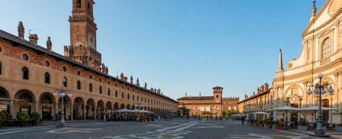 Vigevano in solitaria: la Piazza Ducale, il Castello e la scarpa