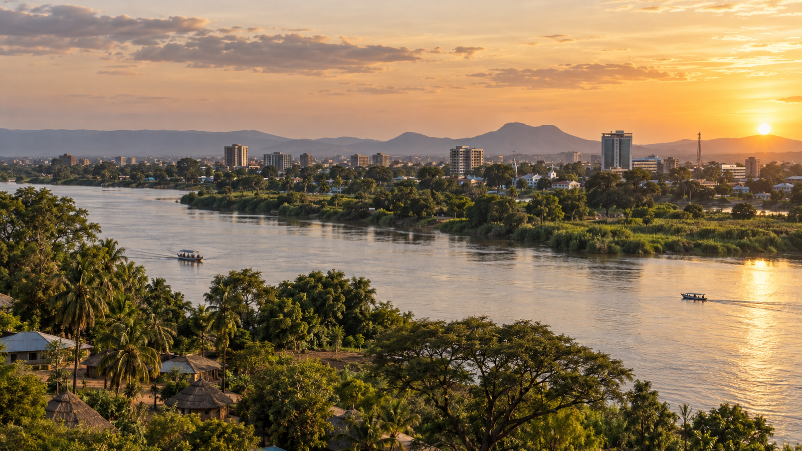 Paesaggio fluviale vicino a Juba, Sud Sudan
