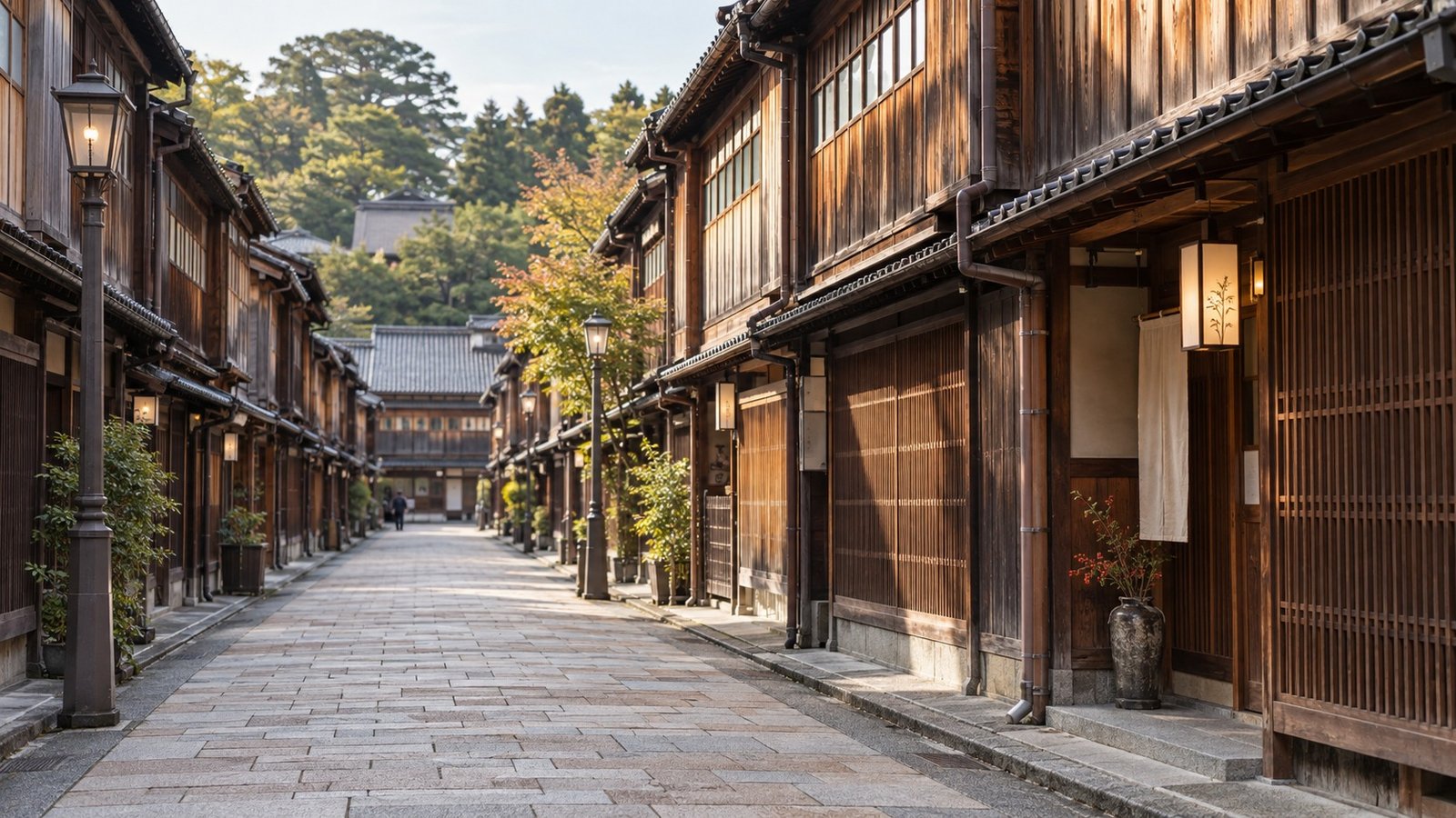 Strada storica del quartiere Higashi Chaya di Kanazawa