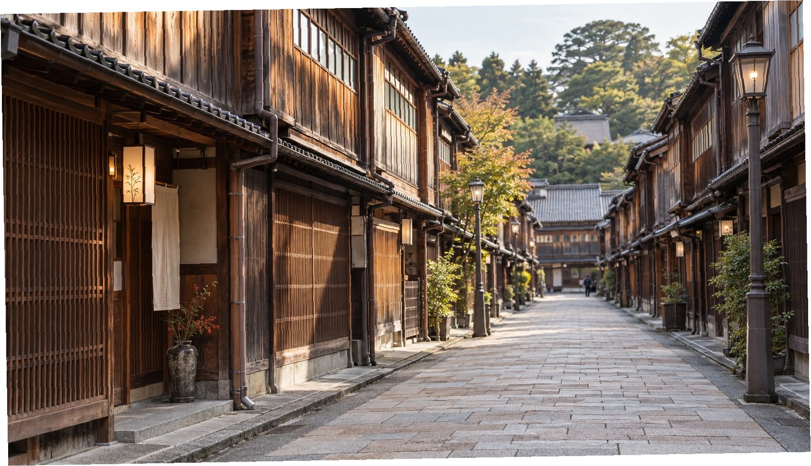 Strada storica del quartiere Higashi Chaya di Kanazawa