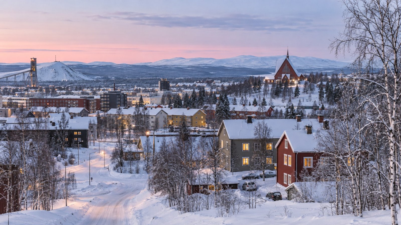Paesaggio invernale di Kiruna, Lapponia svedese
