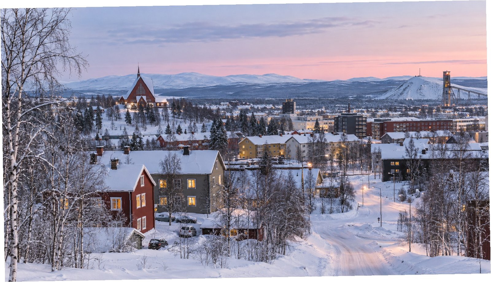 Paesaggio invernale di Kiruna, Lapponia svedese