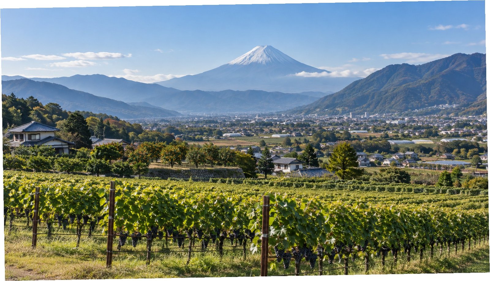 Vigneti della valle di Kofu con il Monte Fuji sullo sfondo