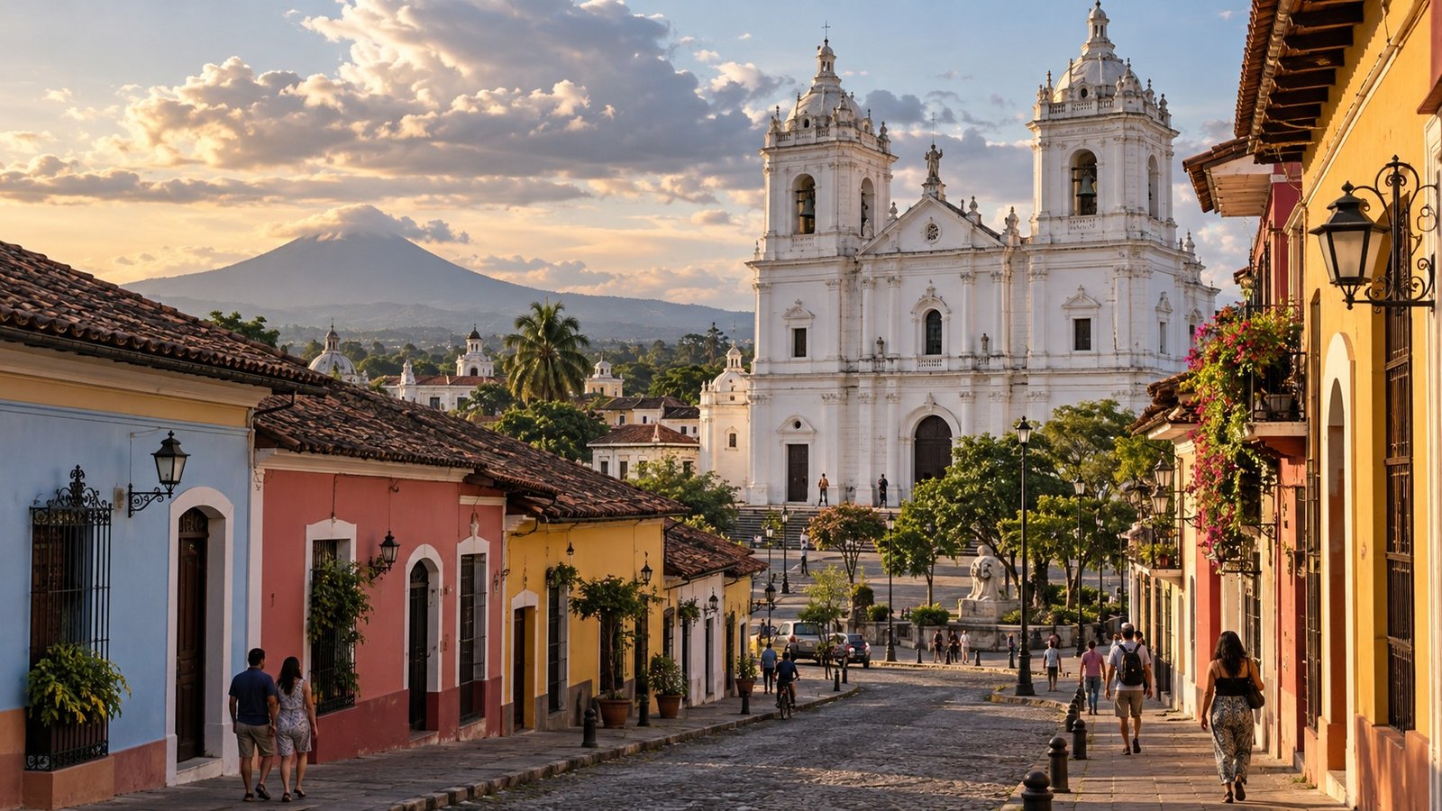 Cattedrale e strada storica di León in Nicaragua