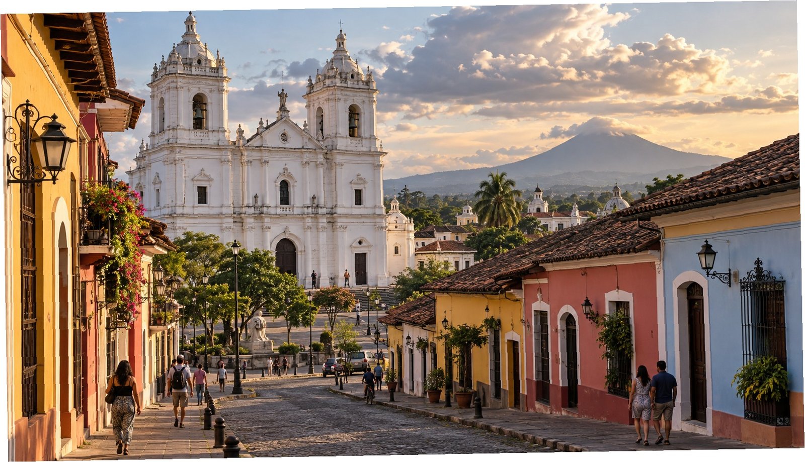 Cattedrale e strada storica di León in Nicaragua