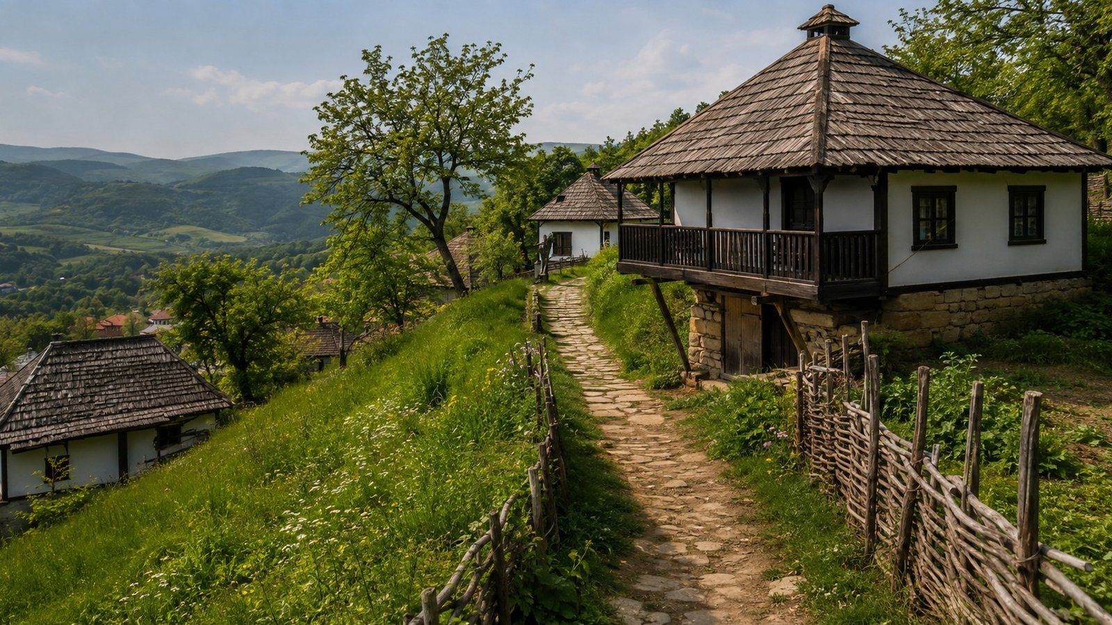 Case tradizionali del villaggio di Tršić vicino a Loznica