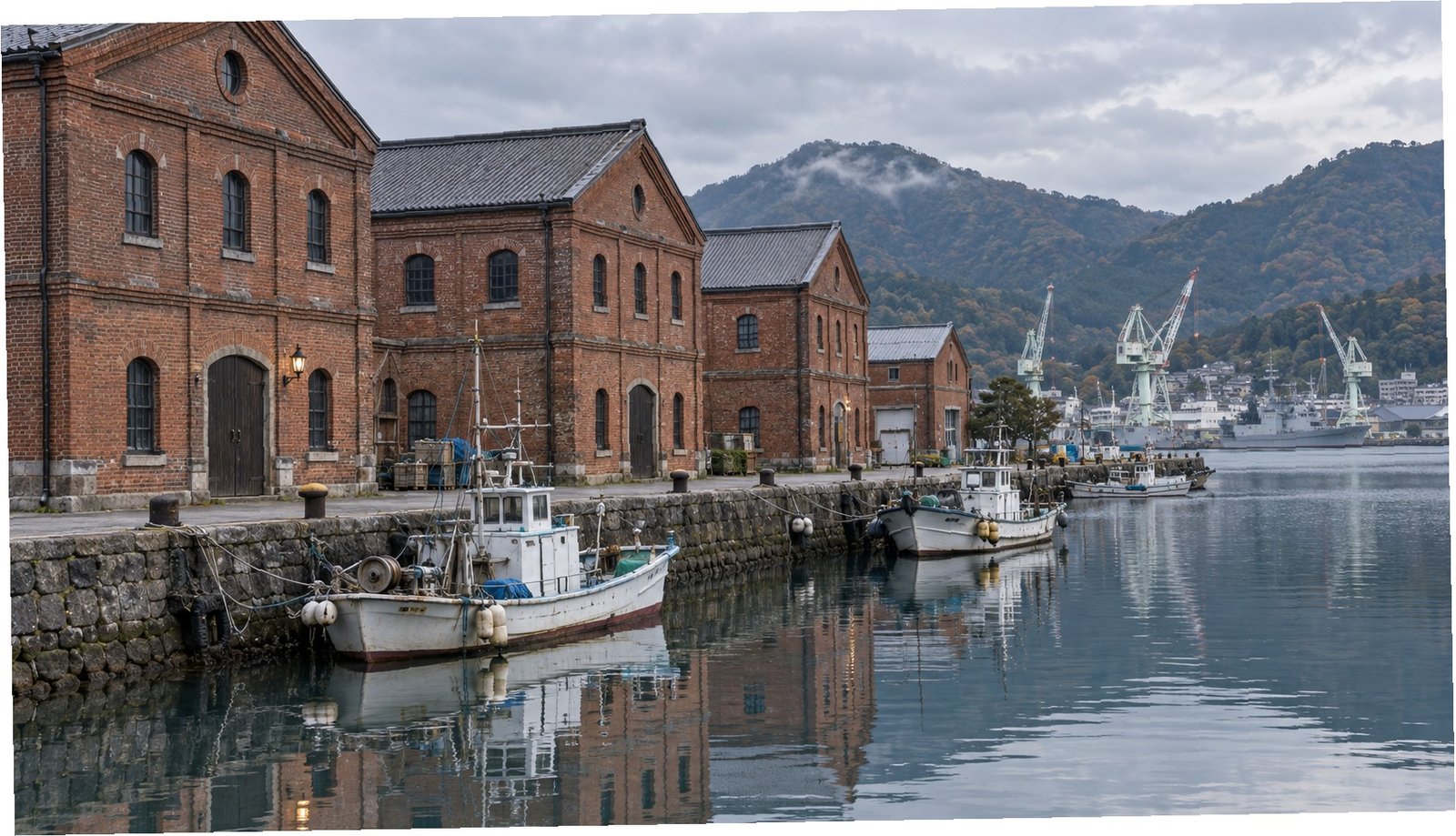 Magazzini storici in mattoni rossi sul porto di Maizuru