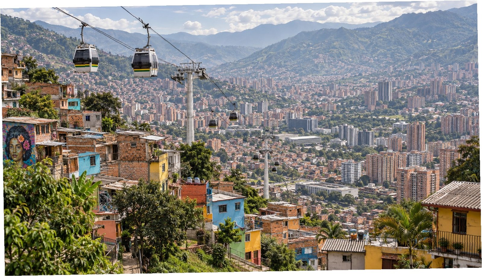 Medellín nella valle con le colline verdi