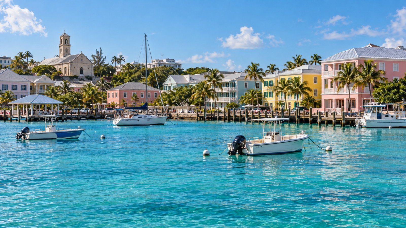 Waterfront e architettura di Nassau, Bahamas