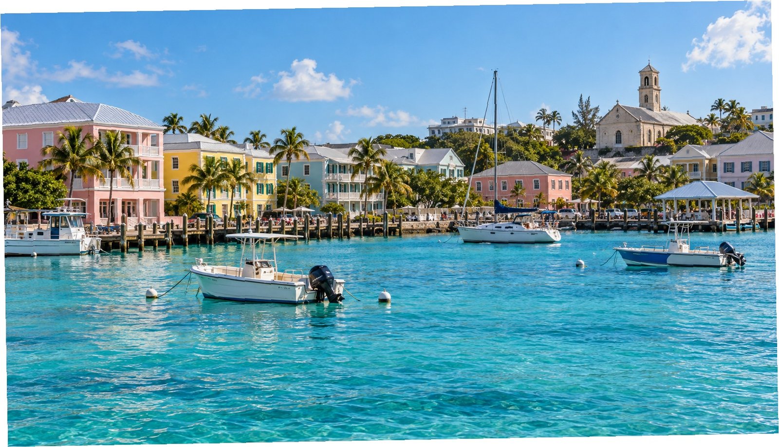 Waterfront e architettura di Nassau, Bahamas