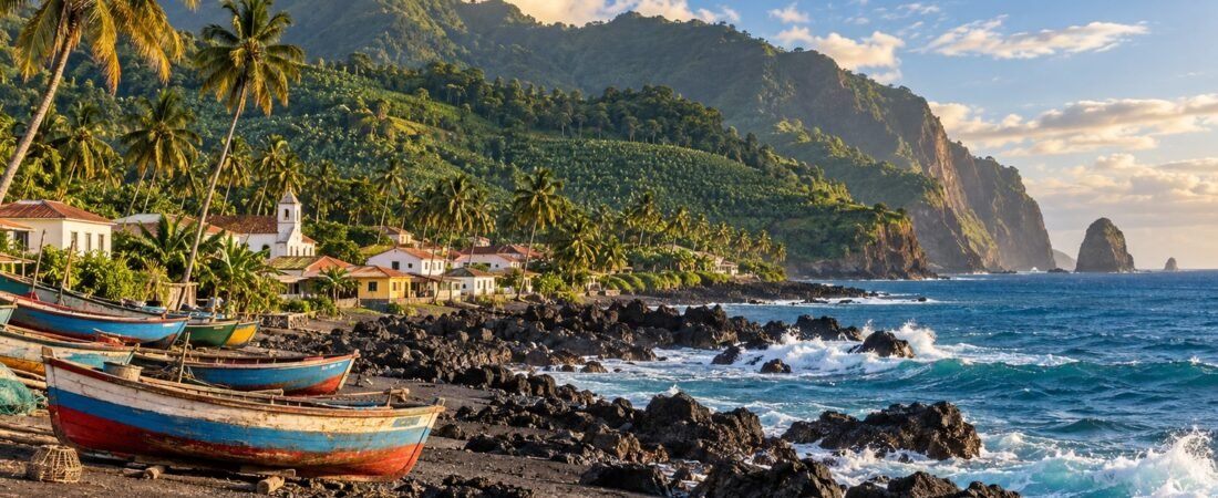 Neves in solitaria: costa vulcanica e piantagioni di São Tomé