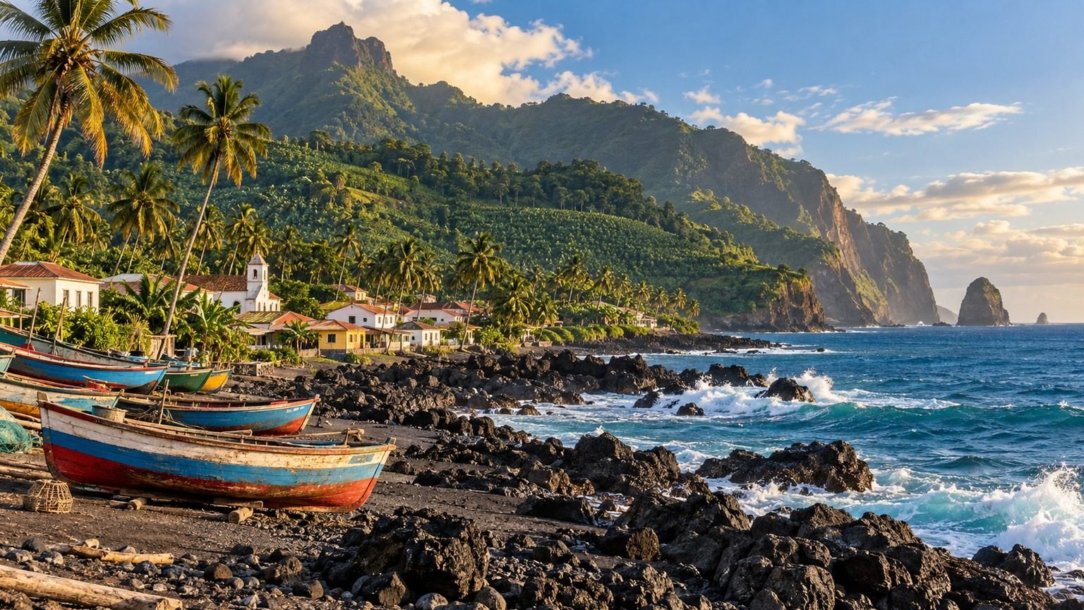 Neves in solitaria: costa vulcanica e piantagioni di São Tomé