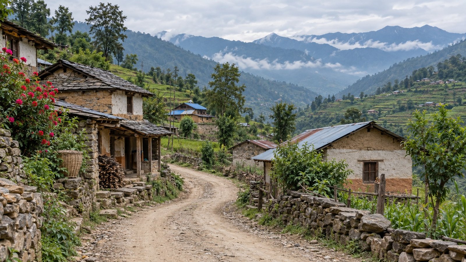 Okhaldhunga: strada e paesaggio