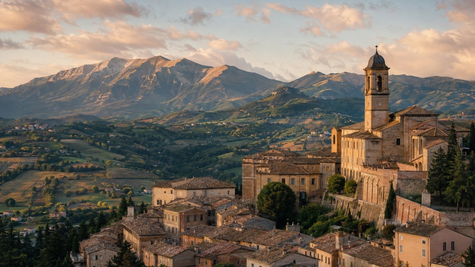 Piazza storica di Camerino con palazzi rinascimentali
