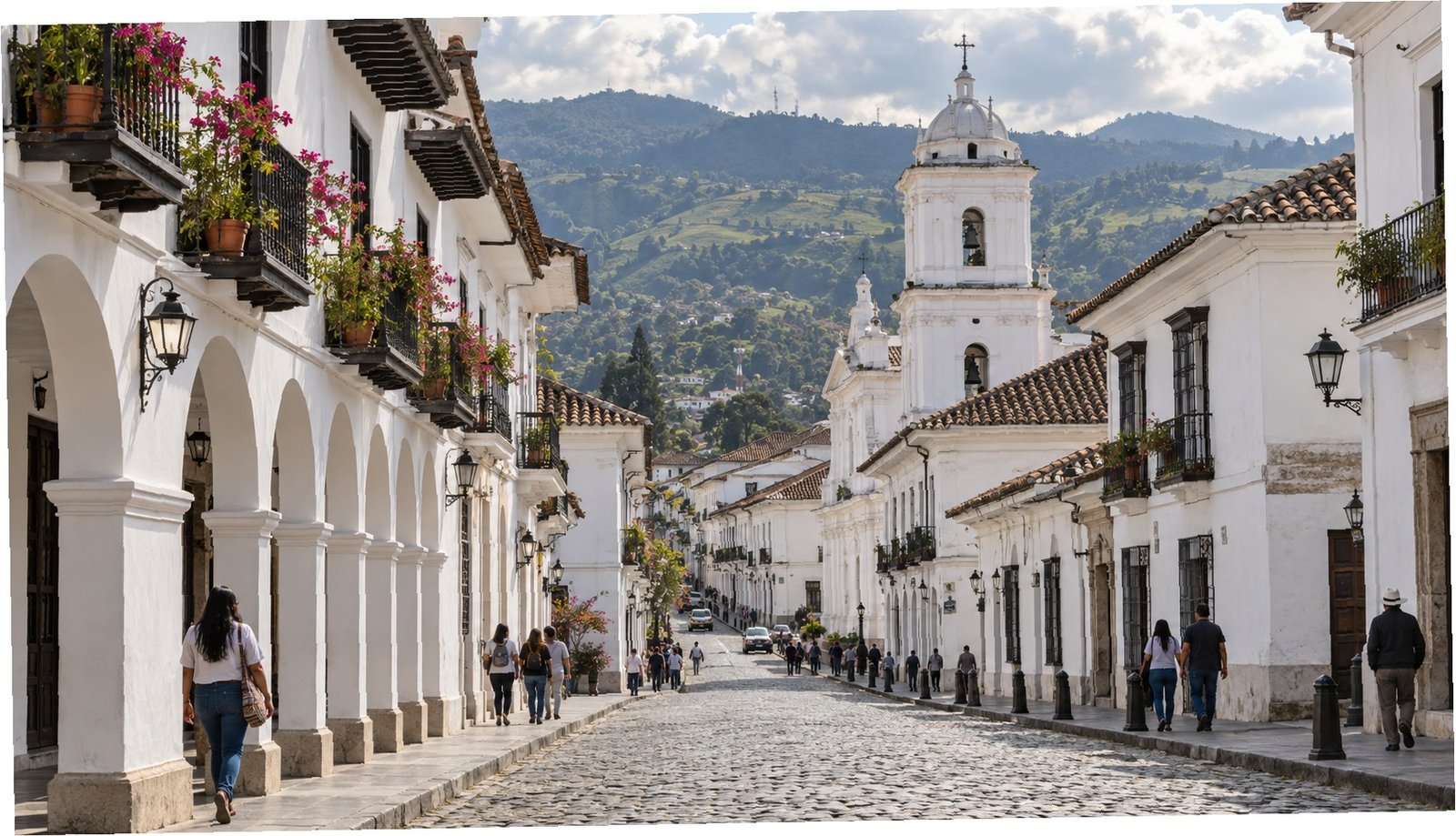 Architettura bianca del centro storico di Popayán