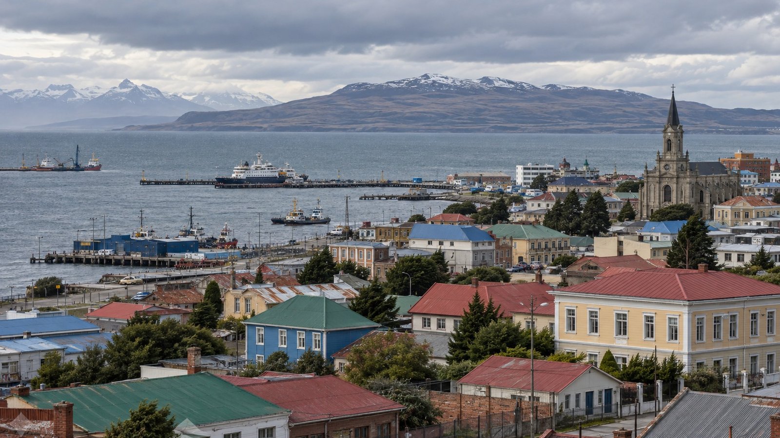 Paesaggio costiero di Punta Arenas, Cile