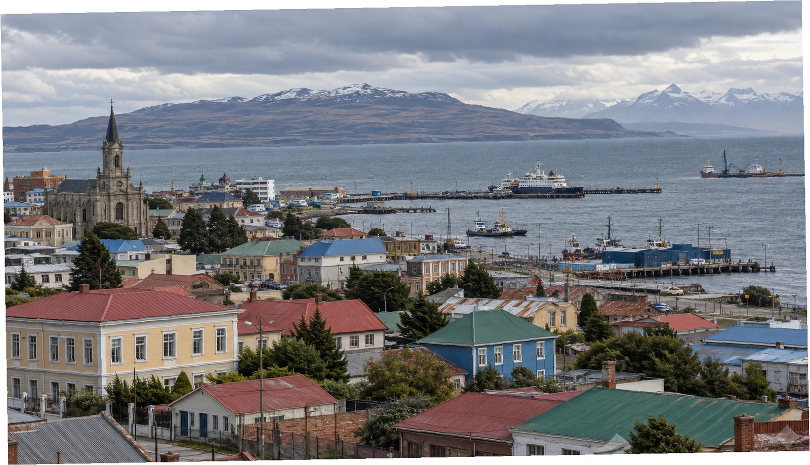 Paesaggio costiero di Punta Arenas, Cile