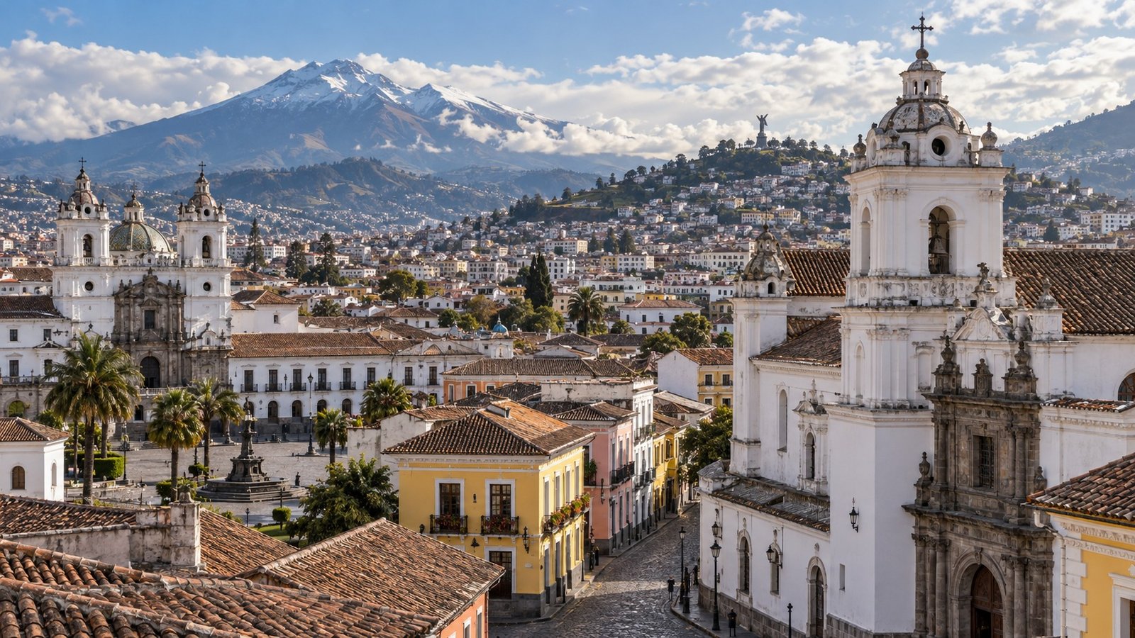 Centro storico di Quito con le Ande