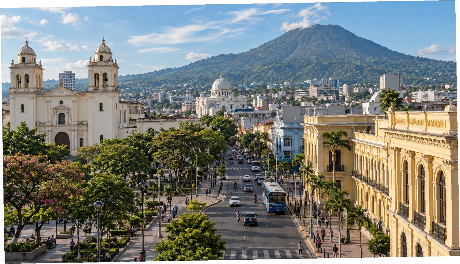 San Salvador con il vulcano sullo sfondo
