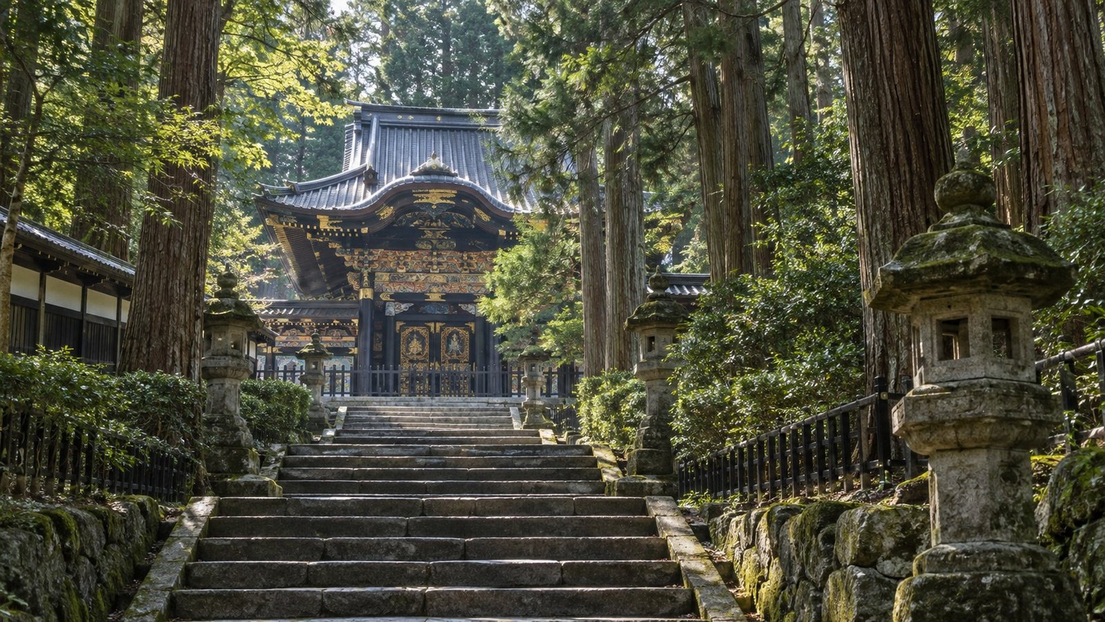 Ingresso al mausoleo Zuihoden tra i cedri di Sendai