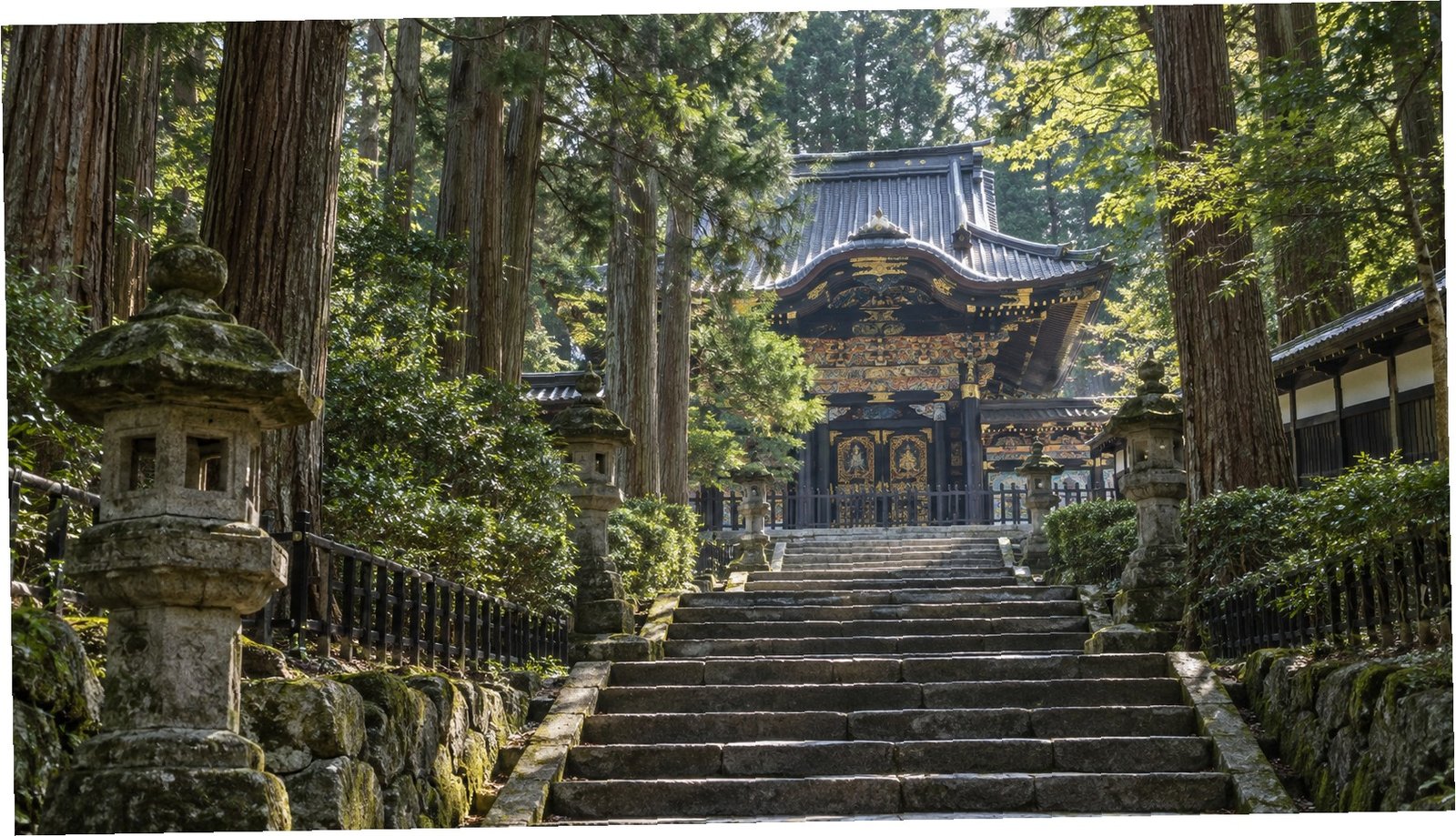 Ingresso al mausoleo Zuihoden tra i cedri di Sendai