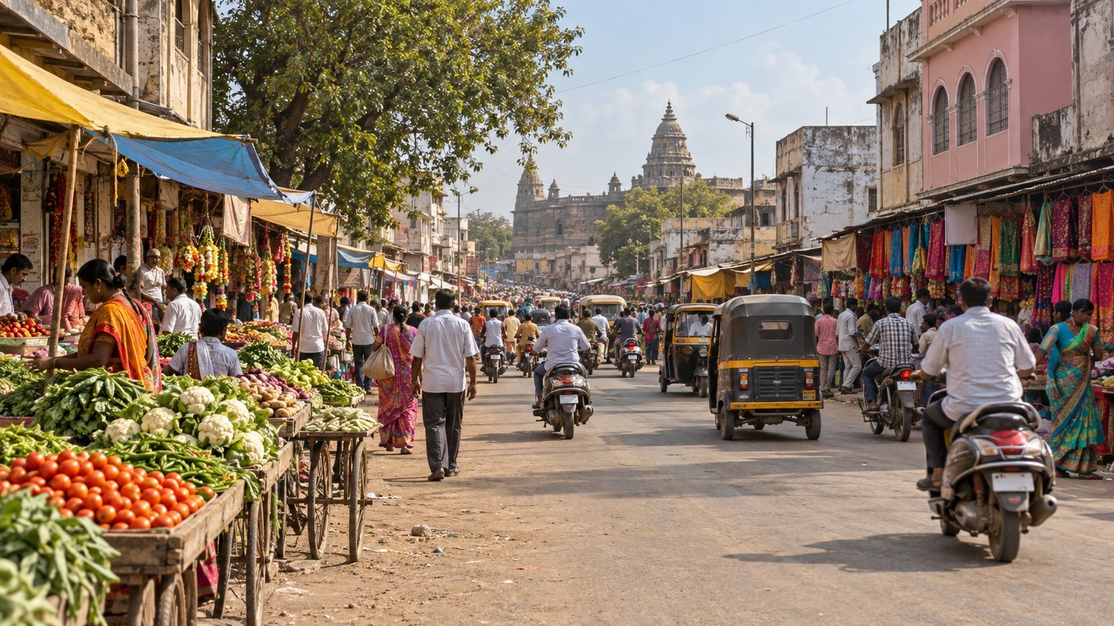 Solapur: strada e paesaggio