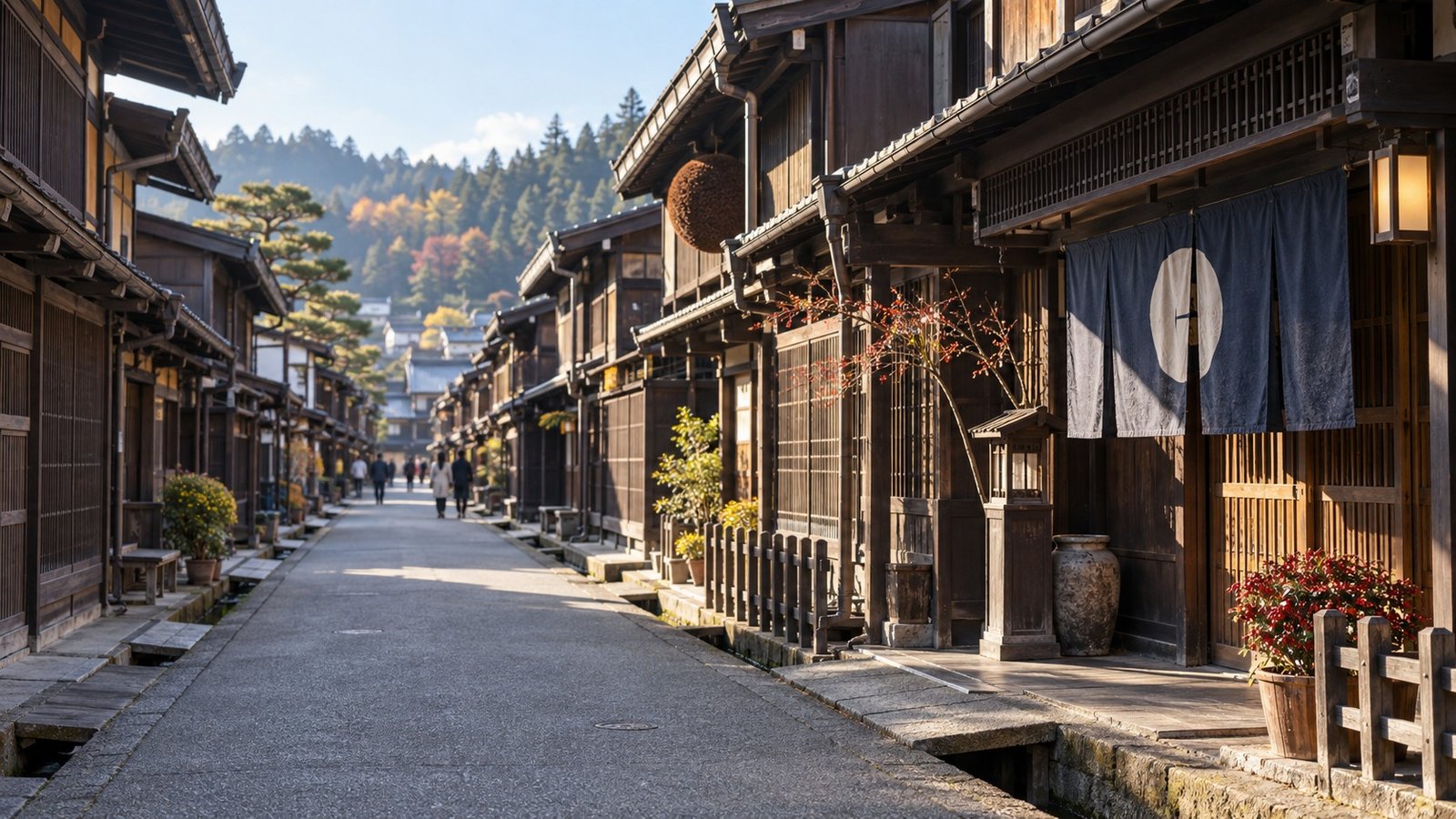Case in legno del quartiere storico Sanmachi di Takayama