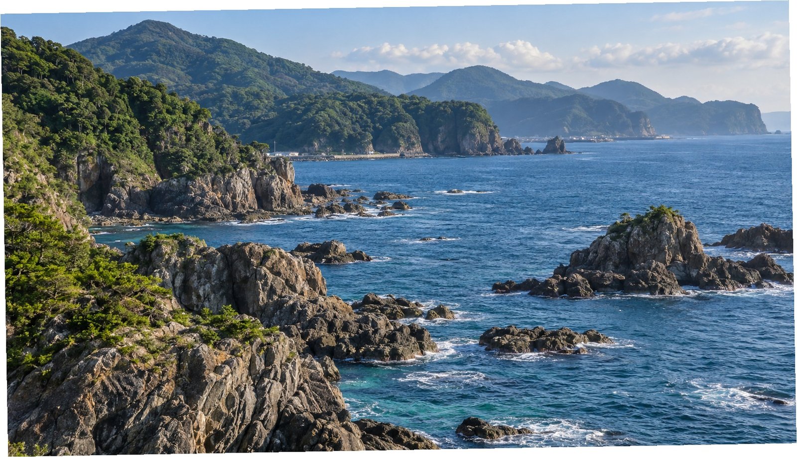 Costa verde e rocciosa della penisola di Kii vicino a Wakayama